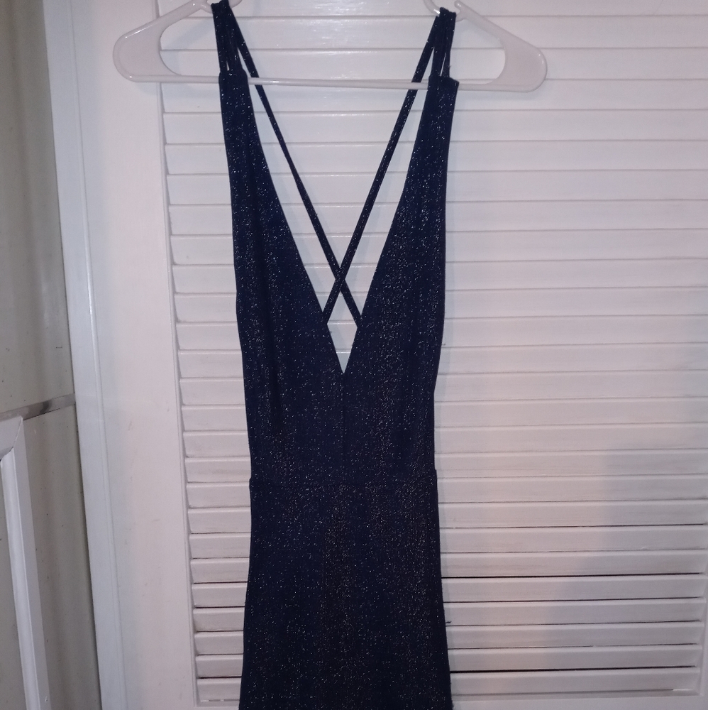 LuLu's blue sparkly mini skater dress